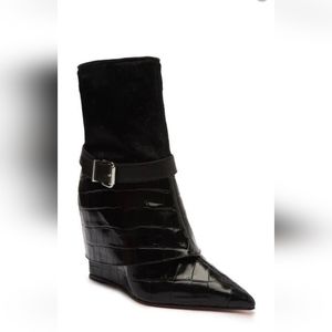 Brand new Schutz Jorian Crocodile Embossed Leather Booties
